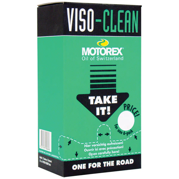MOTOREX VISOR CLEAN - PER 72 ( 12 packs of 6 wipes per pack)