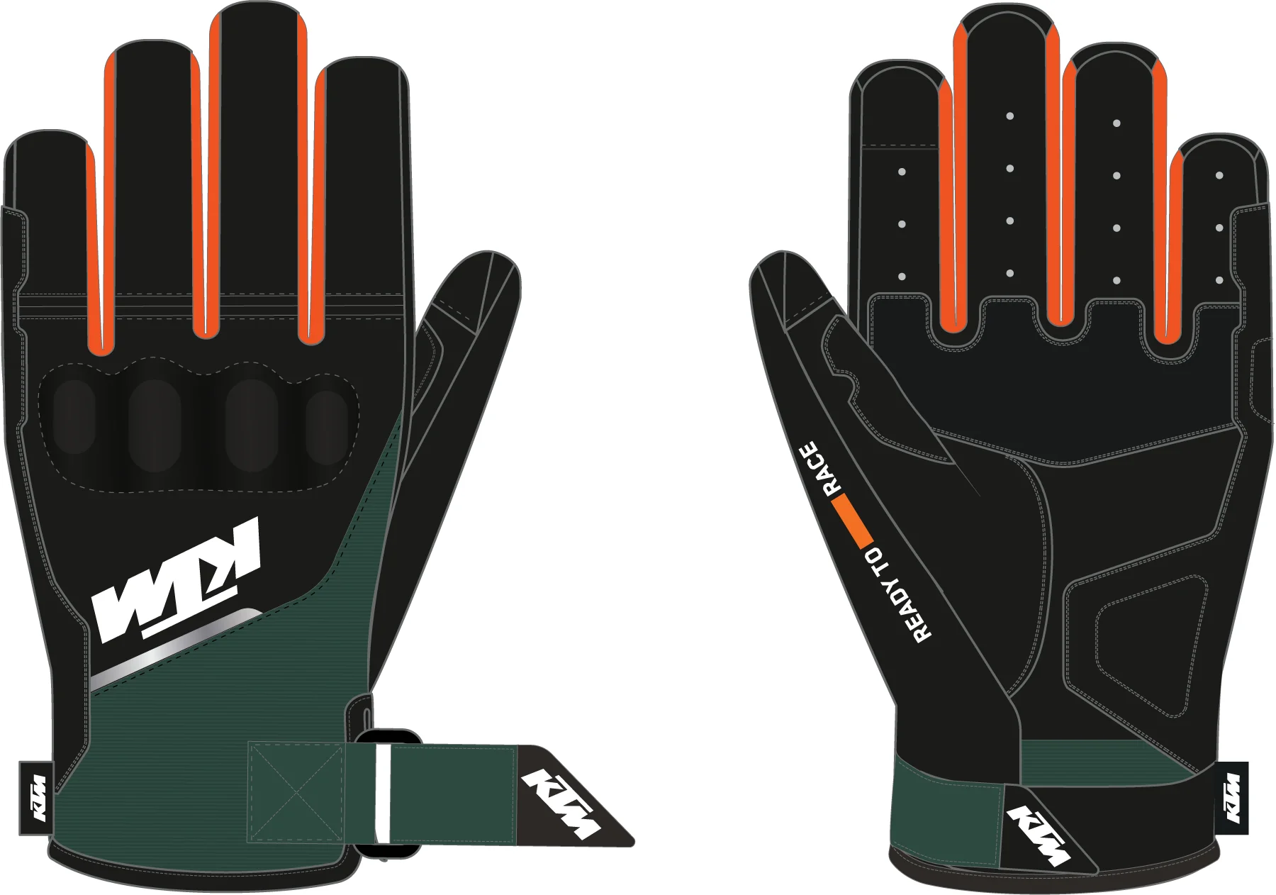 TWO 4 RIDE V3 GLOVES BLK/GREEN